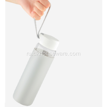Портативная стеклянная бутылка для воды с кружкой для путешествий с рукавом